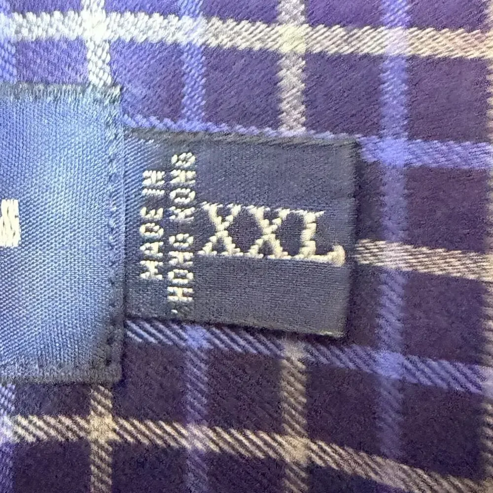 Ralph Lauren Golf Men 2XL Blue Windowpane Plaid Long Sleeve Atheisure Shirt